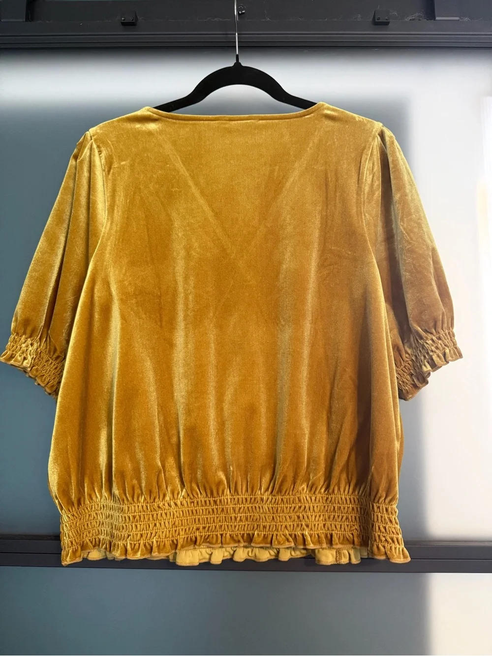 Madewell Golden Mustard Velvet Wrap Blouse